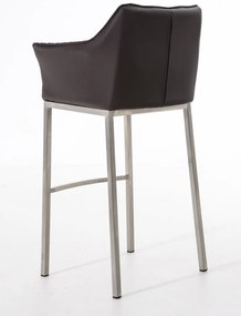Banco de bar Damaso em couro sintético e com estrutura prateada 64 x 110 x 48 cm Castanho