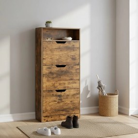 Sapateira com 3 abas, sapateira, compartimento aberto 24 x 60 x 139 cm castanho