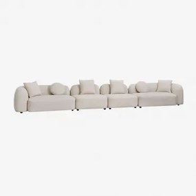 Sofá Modular De 4 Peças Em Chenille Coco Chenille Grossa Branca - Sklum