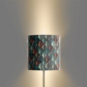 Vloerlamp messing met velours lampenkap blad dessin met gouden binnenkant - Simplo Clássico / Antigo