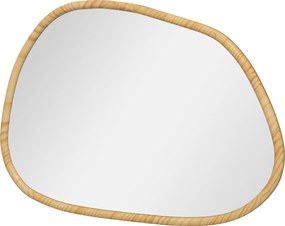 Espelho de parede decorativo com forma orgânica e moldura de madeira horizontal ou vertical, 80 x 60 cm, natural