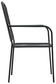 5 pcs conjunto de jantar p/ jardim corda de algodão e aço preto