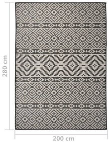 Tapete de tecido plano para exterior 200x280 cm riscas pretas