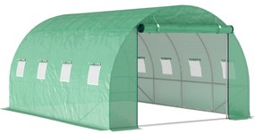 Outsunny Estufa de Túnel de Jardim 3x4x2 m com Porta Enrolável e Grandes Janelas em Aço Galvanizado e PP Verde | Aosom Portugal