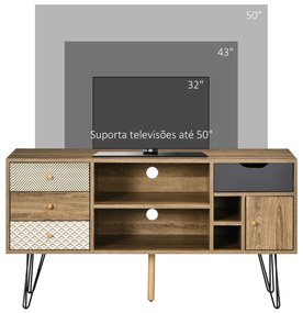 Móvel de TV com Prateleira de Armazenamento 4 Gavetas e Pés de Metal Móvel de TV para Televisores de até 50 Polegadas para Escritório 120x39x64cm Marr