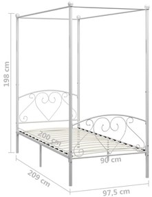 Estrutura de cama com dossel metal branco 90x200 cm