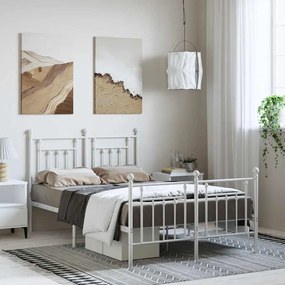 Estrutura de cama com cabeceira e pés 135x190 cm metal branco