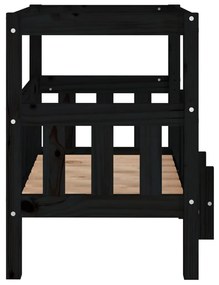 Cama para cães 65,5x43x70 cm madeira de pinho maciça preto