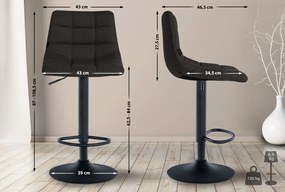 Banco de bar Jerry em tecido com estrutura preta 87-108,5 x 43 x 46,5 cm Preto