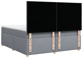 Cama com molas/colchão 200x200 cm tecido cinza-claro