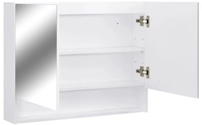 Armário espelhado casa de banho com LED 80x15x60 cm MDF branco