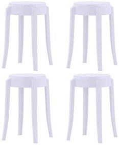 vidaXL Bancos empilháveis 4 pcs plástico branco