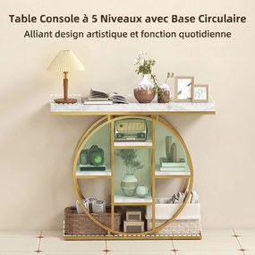 Mesa Consola de Entrada, 100 x 30 x 815 cm, 6 Prateleiras, Branco