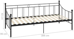 Estrutura sofá-cama 90x200 cm metal preto