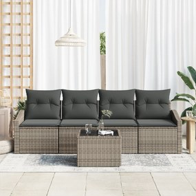 Conjunto de Jantar de 5 Peças com Almofadas em Vime Preto