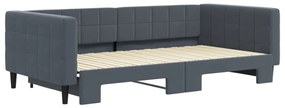 Sofá-cama com gavetão 100x200 cm veludo cinzento-escuro