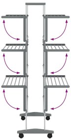 Estendal de roupa com rodas 89x64x129 cm alumínio