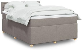 vidaXL Cama com molas/colchão 140x200 cm tecido castanho-acinzentado