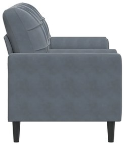 Sofá 2 lug. c/ almofadas decorativas 140 cm veludo cinza-escuro