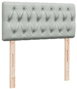 Cama com molas/colchão 90x200 cm veludo cinza-claro