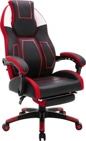 Cadeira de escritório Clovis de couro sintético Preto e Vermelho