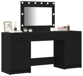 Conjunto de Maquiagem de 3 Peças vidaXL com LED Preto em Madeira Sinté