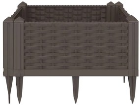 Vaso/floreira jardim c/ estacas 42,5x42,5x28,5 cm PP castanho