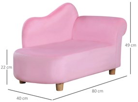 Sofá para Crianças de 3-5 Anos Mini Sofá Estofado em Poliéster com Assento Acolchoado Carga Máxima 50 kg 80x40x49 cm Rosa