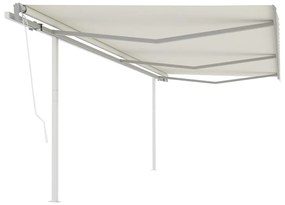 vidaXL Toldo retrátil automático com postes 6x3 m cor creme