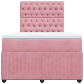 Cama boxspring com colchão 120x190 cm veludo rosa