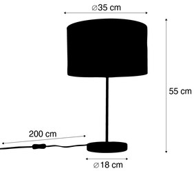 Candeeiro de Mesa em Latão com Abajur de Veludo, Design Folha e Interior Dourado - Kaso Clássico / Antigo,Moderno