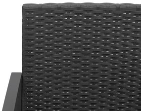 3 pcs conjunto de jantar p/ jardim c/ almofadões vime PP preto