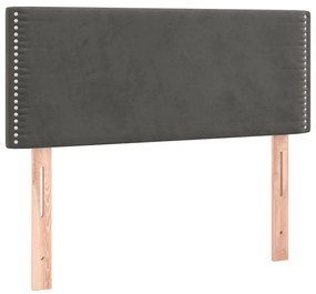 Cama box spring colchão LED 120x190cm couro artif. cinza-escuro