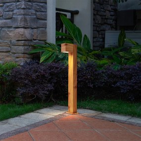 Candeeiro de pé moderno para exterior em alumínio com impressão de madeira 65cm IP44 - Baleno