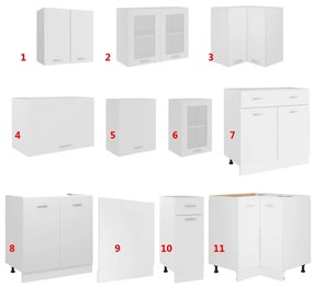 11 pcs conjunto armários de cozinha derivados de madeira branco