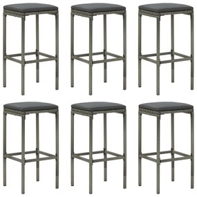 7 pcs conjunto de bar p/ jardim com almofadões cinzento