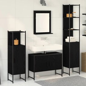 vidaXL Conjunto de Móveis para Banheiro 4 pcs Preto 33 x 33 x 185.5 cm