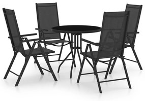 vidaXL 5 pcs conjunto de jantar para jardim alumĂnio e textilene preto