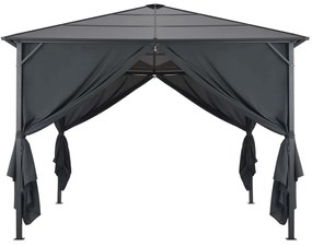Gazebo com cortinas Alumínio 3x3 m preto