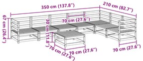 8 pcs conjunto sofás de jardim madeira de pinho castanho mel