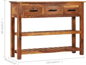 Aparador com 3 gavetas 110x30x80 cm madeira de acácia maciça