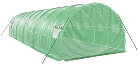 Estufa com estrutura de aço 30 m² 10x3x2 m verde