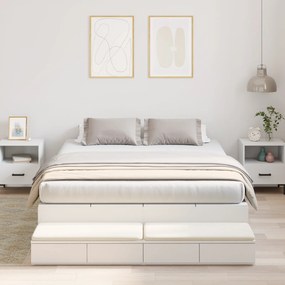 Estrado de Cama com Armazenamento Branco 140x200 cm