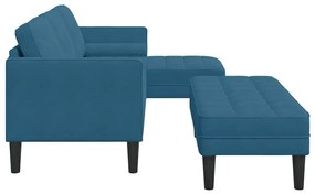 Sofá de Jardim vidaXL com Banco e Almofadas em Veludo Azul em L