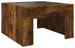 Mesa de centro luzes LED Infinity 50x50x30 cm carvalho fumado