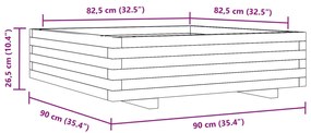 Vaso/floreira de jardim 90x90x26,5 cm pinho maciço castanho-mel
