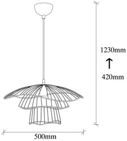Candeeiro Chandelier Tel – Preto – 50 cm de Diâmetro, Altura Ajustável