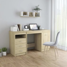 vidaXL Secretária 140x50x76 cm contraplacado cor carvalho sonoma