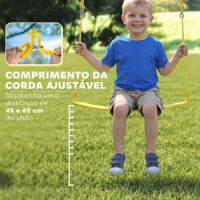 Baloiço para Bebés com Cordas Ajustáveis Estrutura de Aço Carga 150 kg para 3 Crianças de 3-8 Anos Multicolor