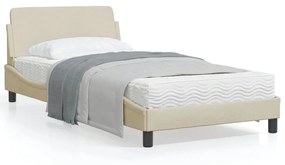 vidaXL Estrutura de cama sem colchão 100x200 cm tecido cor creme